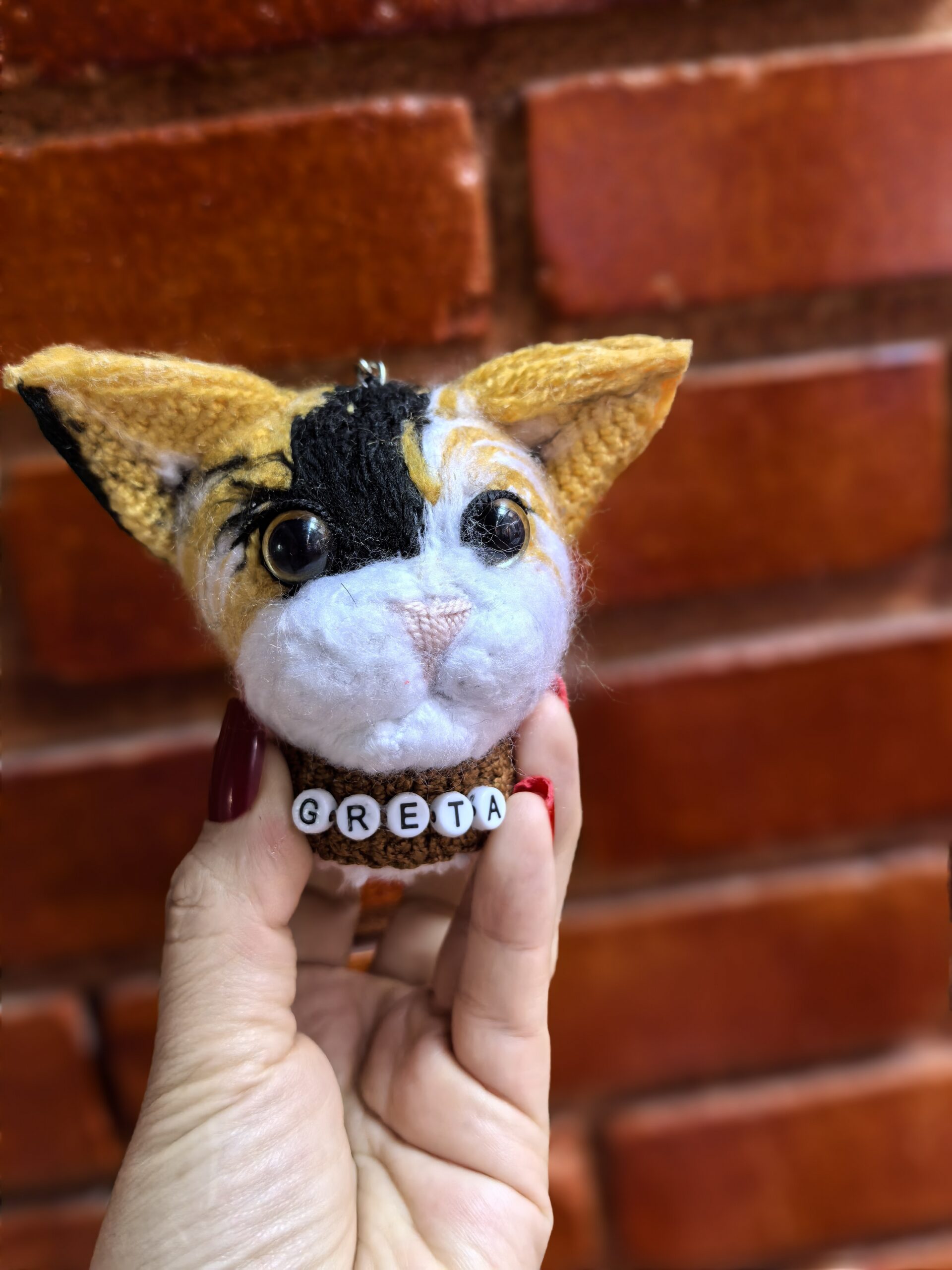 Llavero amigurumi cabeza de gato personalizado con pelusa - Image 2