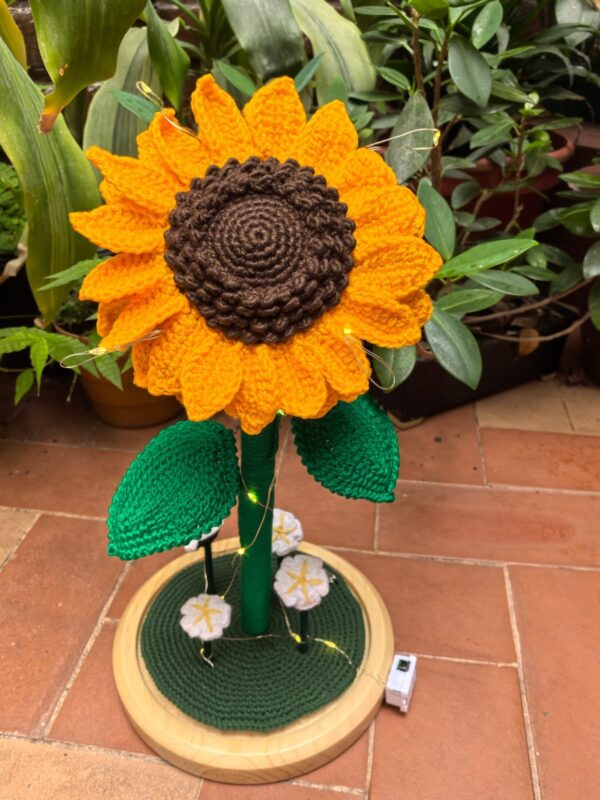 Girasol en cúpula con luces 30 CM alto